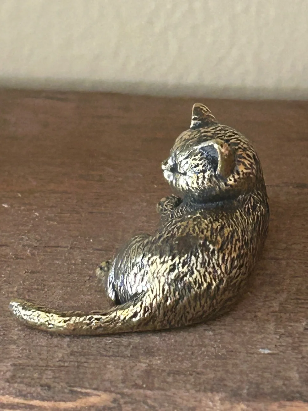 Vintage Miniature Solid Brass Cat Figurines
